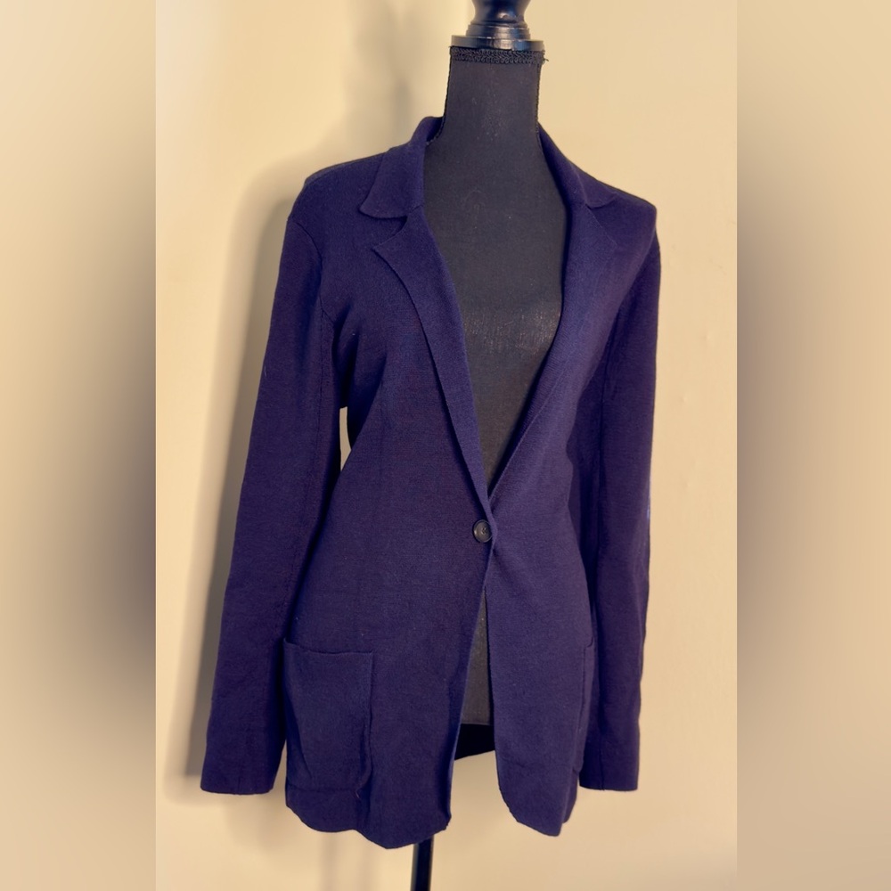 Eileen Fisher Dark Blue Jacket Style Cardigan